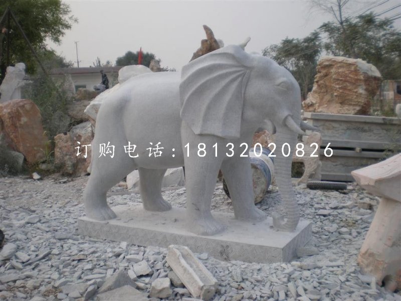 大理石大象石雕 動(dòng)物石雕 門(mén)口大象雕塑
