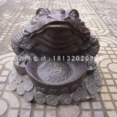 金蟾銅雕，招財神獸銅雕