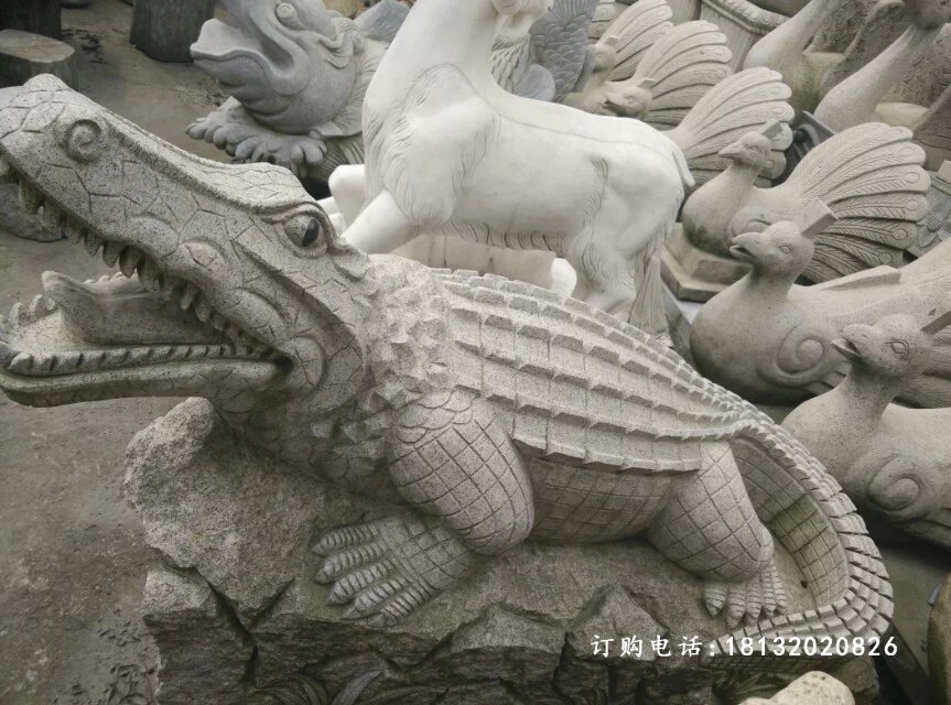鱷魚(yú)石雕，大理石鱷魚(yú)雕塑 (1).jpg