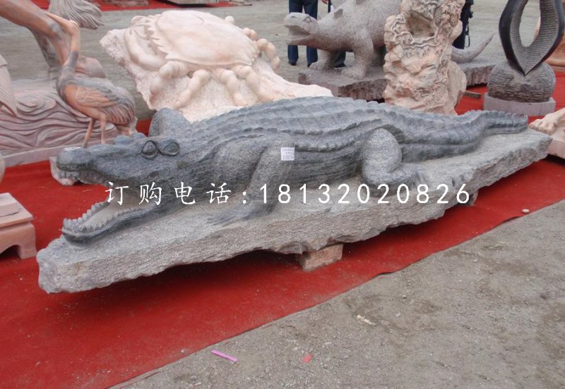 鱷魚(yú)石雕,大理石動(dòng)物雕塑