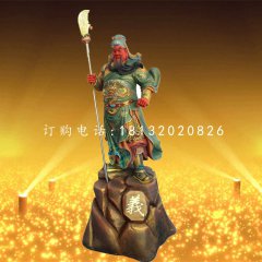彩繪關(guān)公雕塑，玻璃鋼武財神雕塑
