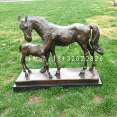 母子馬銅雕，公園銅雕馬