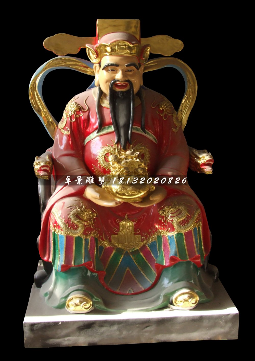 文財(cái)神雕塑，玻璃鋼彩繪神仙雕塑.jpg