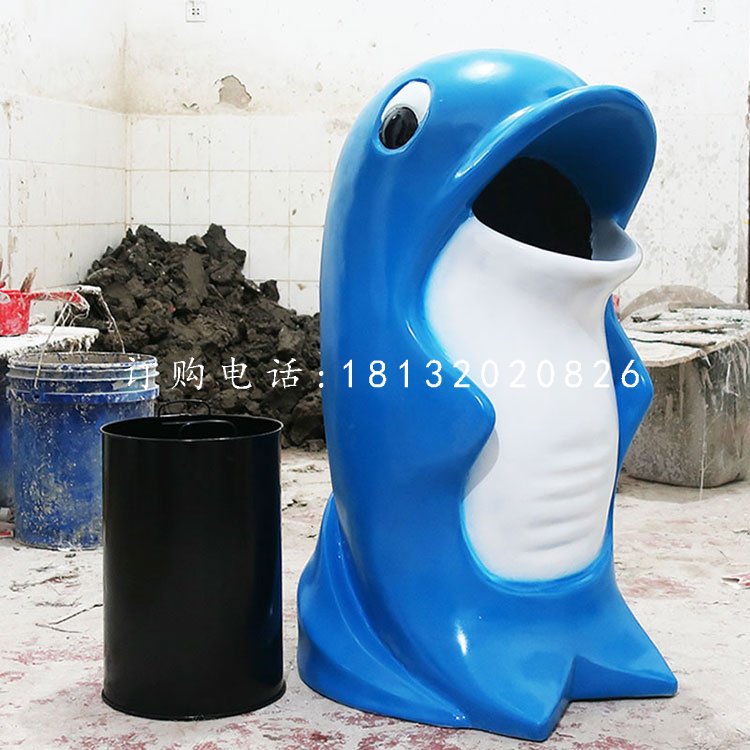 海豚造型垃圾桶雕塑，玻璃鋼卡通垃圾桶 (2).jpg