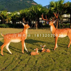 仿真梅花鹿擺件，玻璃鋼景觀動物擺件