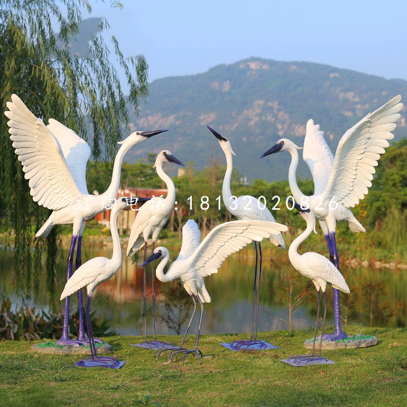 白鷺雕塑，公園玻璃鋼仿真動物 (3).jpg