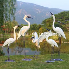 白鷺雕塑，公園玻璃鋼仿真動物