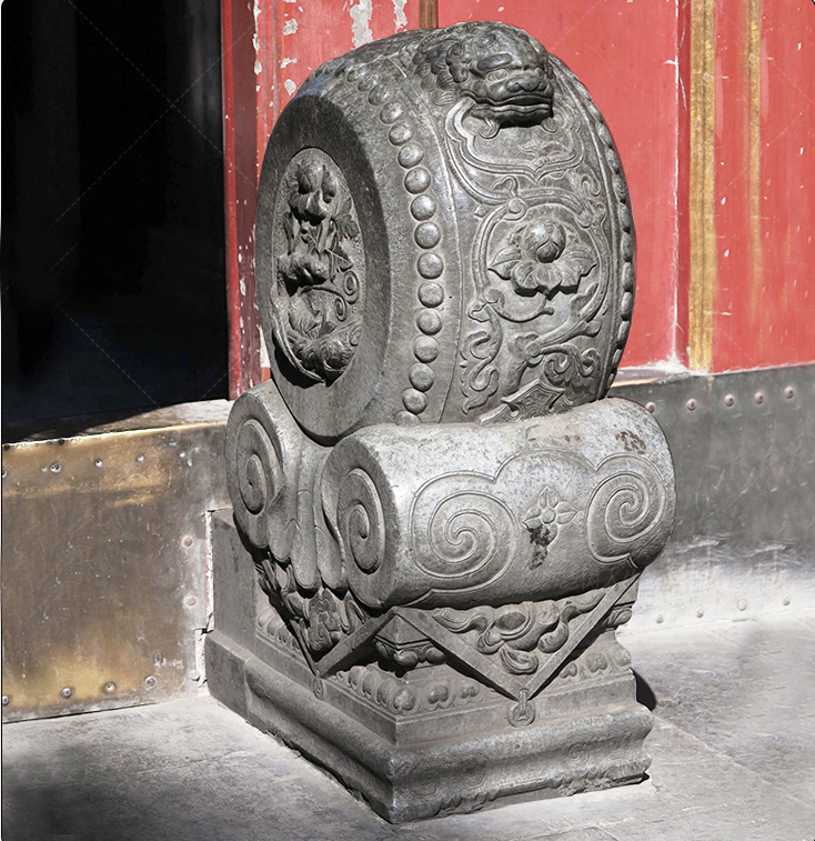 仿古石門墩，寺廟抱鼓石