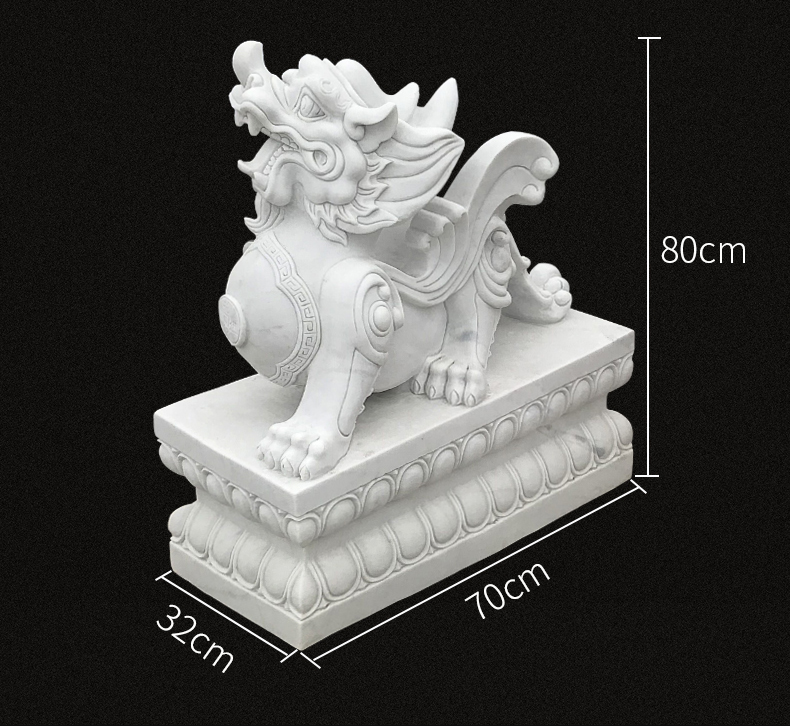 漢白玉貔貅，招財石雕