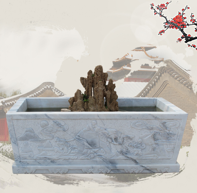 大理石魚缸，園林景觀石雕