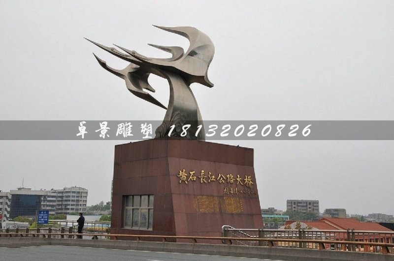 不銹鋼海鷗和海浪，城市不銹鋼雕塑