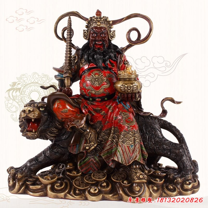 玻璃鋼武財神趙公明雕塑，玻璃鋼仿銅神像雕塑 (2)[1][1]