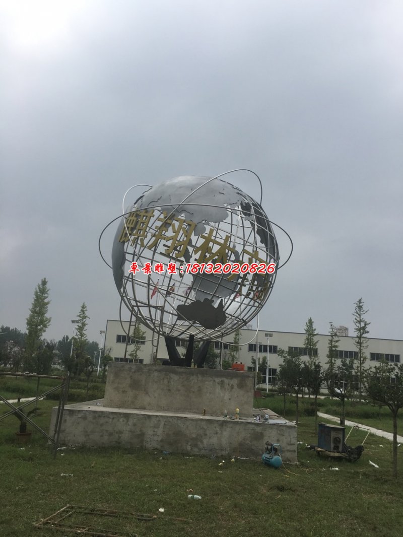 不銹鋼地球儀雕塑，企業(yè)標(biāo)志雕塑 (3)