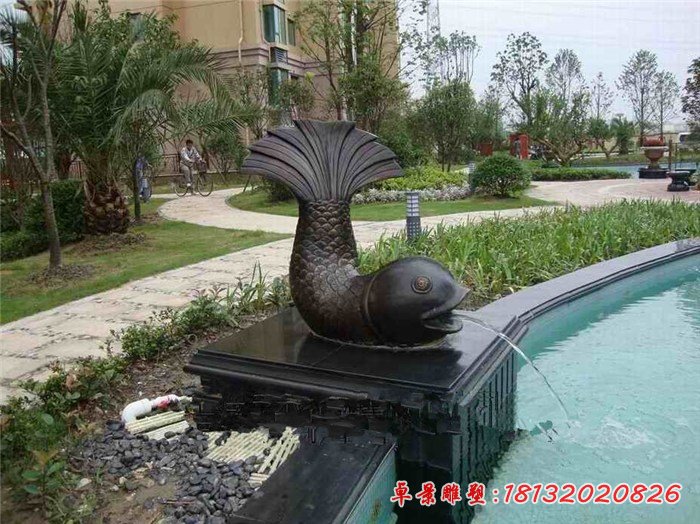 魚式噴泉銅雕，小區(qū)景觀雕塑[1]