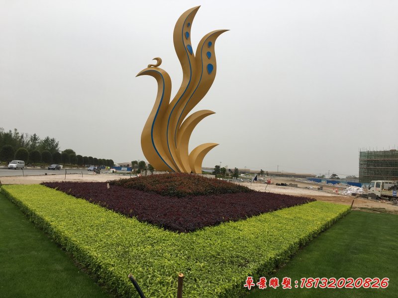 不銹鋼抽象鳳凰雕塑，大型廣場(chǎng)雕塑 (1)[1]