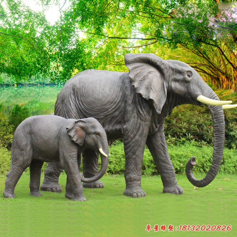 仿真大象雕塑，玻璃鋼仿真動物，公園動物雕塑 (5)[1]