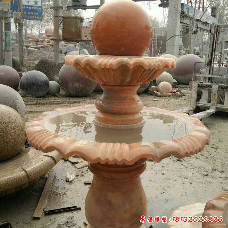 公園景觀石雕，晚霞紅風(fēng)水球噴泉雕塑