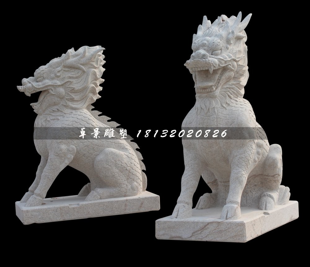 大理石麒麟雕塑，古代神獸石雕