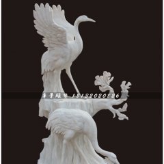丹頂鶴石雕，漢白玉仙鶴