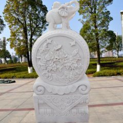 抱鼓石石雕，漢白玉門墩雕塑