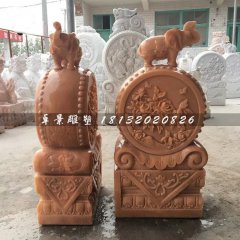抱鼓石，晚霞紅大象石門(mén)墩