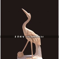 仙鶴石雕，晚霞紅仙鶴雕塑，公園動物雕塑