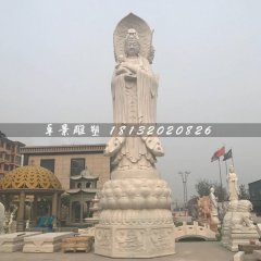 三面觀音石雕佛像，石頭觀音菩薩雕塑