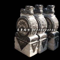 石雕門鼓，青石門墩雕塑