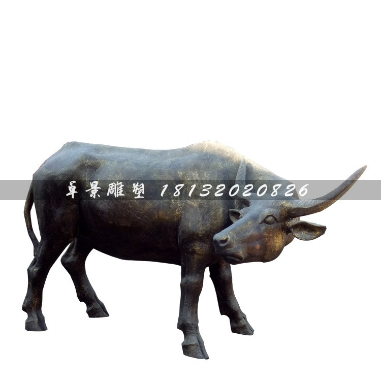 玻璃鋼仿銅牛，玻璃鋼金牛雕塑