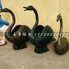 玻璃鋼天鵝雕塑，仿銅天鵝雕塑