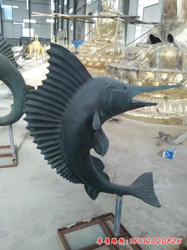 銅雕魚，銅劍魚雕塑