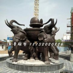 大象銅雕，公園大象噴泉雕塑