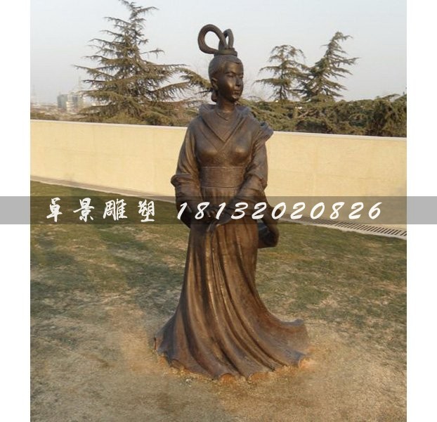 古代美女銅雕，廣場古人雕塑