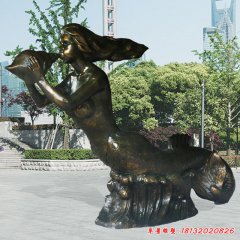 美人魚銅雕，海邊景觀銅雕