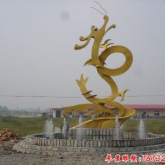 不銹鋼金龍雕塑，不銹鋼神獸雕塑