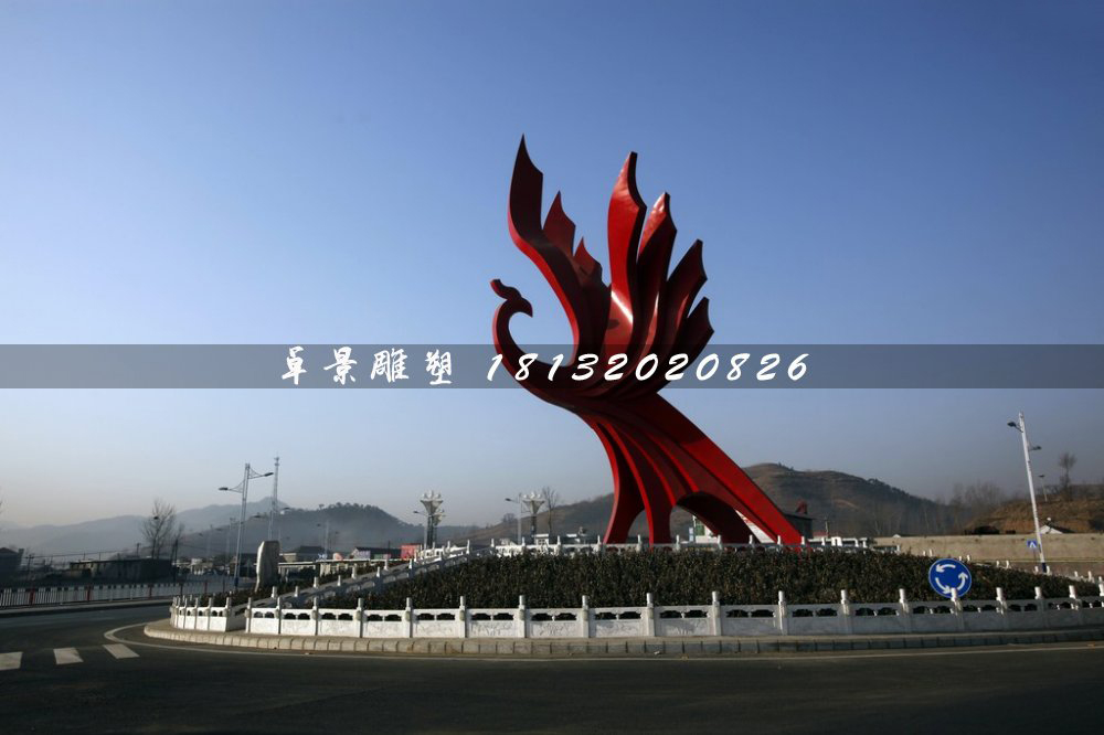 不銹鋼鳳凰雕塑，不銹鋼城市標志雕塑