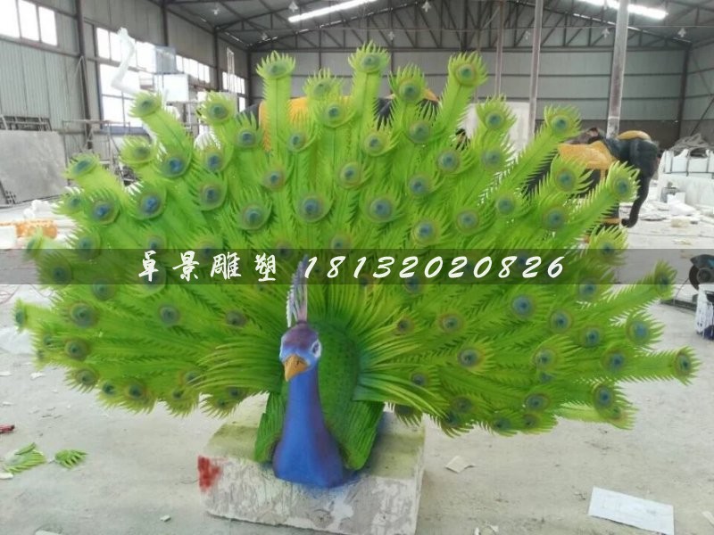 玻璃鋼孔雀雕塑，仿真孔雀雕塑
