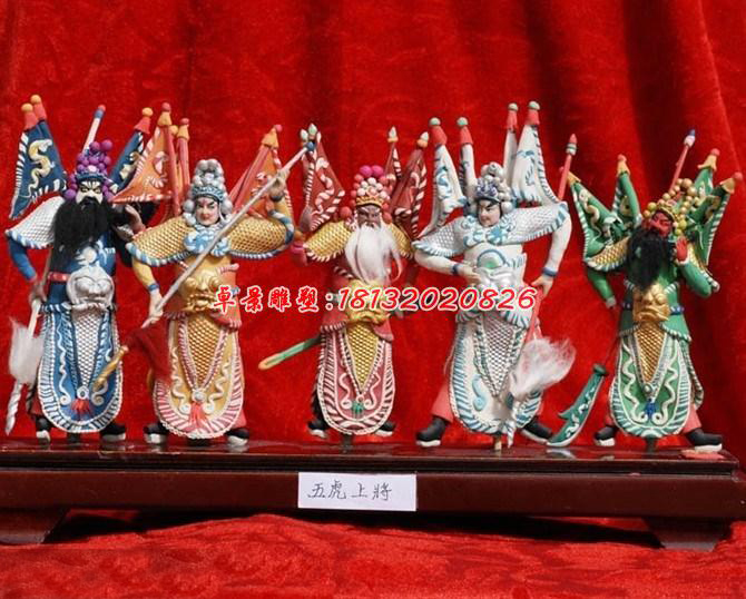 玻璃鋼五虎上將雕塑，玻璃鋼戲劇人物雕塑