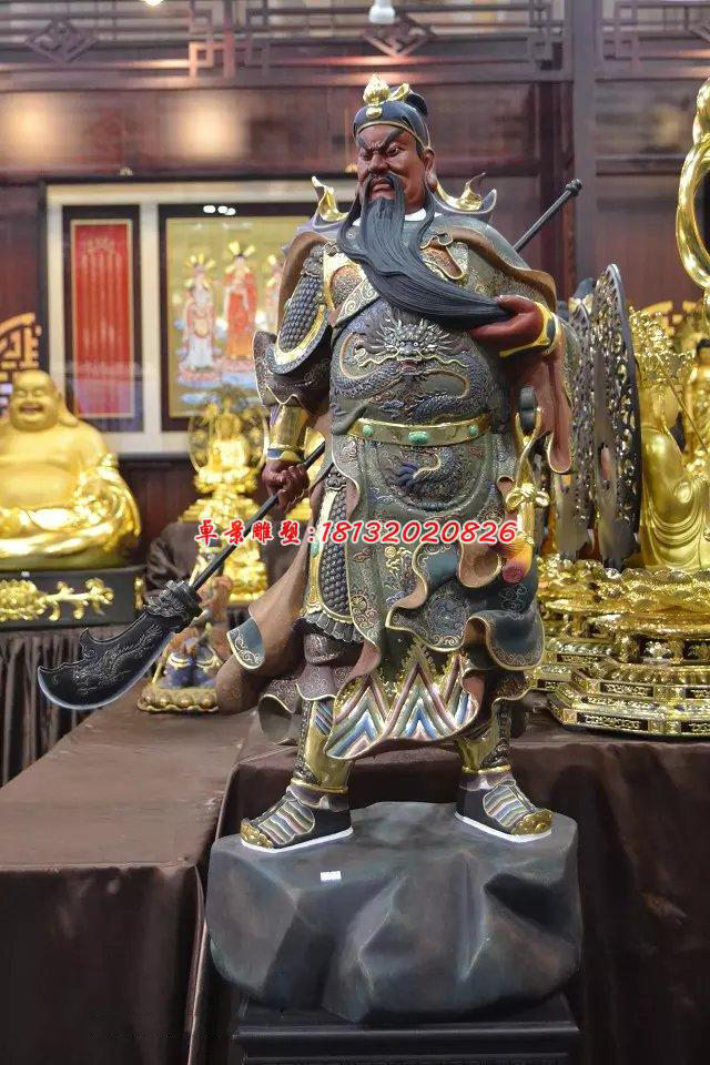 玻璃鋼關(guān)公雕塑，玻璃鋼人物雕塑