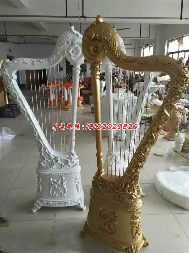 玻璃鋼豎琴雕塑，玻璃鋼仿真雕塑