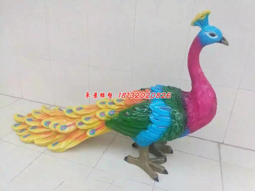 玻璃鋼孔雀雕塑，彩繪孔雀雕塑