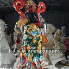 關(guān)公雕塑，玻璃鋼彩繪貼金關(guān)公