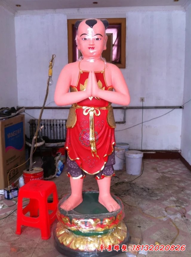 玻璃鋼善財?shù)袼?,寺廟神仙雕塑