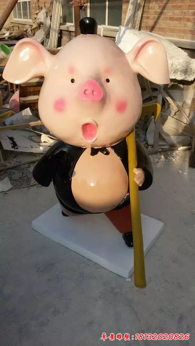 卡通豬八戒雕塑，玻璃鋼卡通動物雕塑