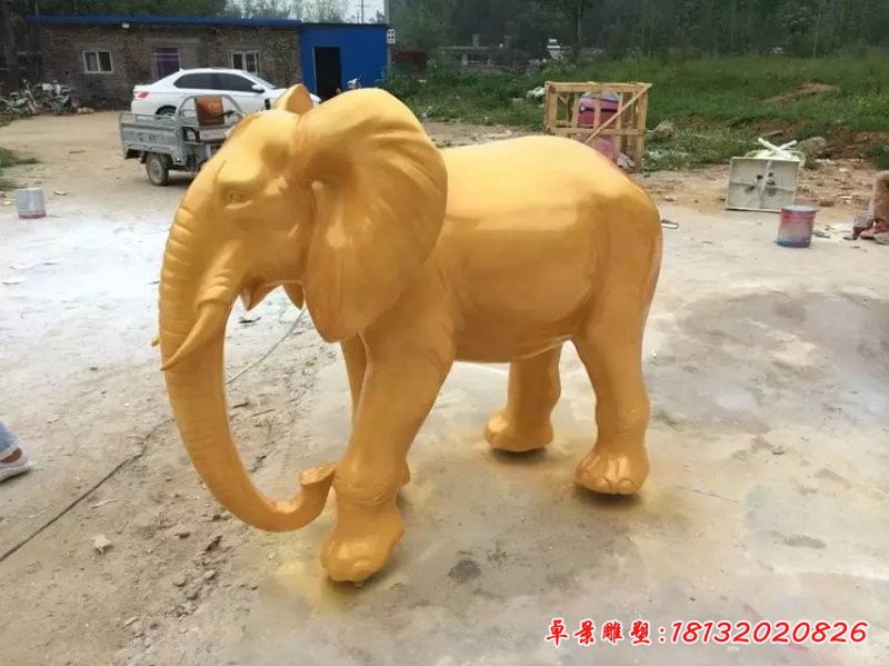 玻璃鋼大象雕塑，玻璃鋼噴漆大象雕塑