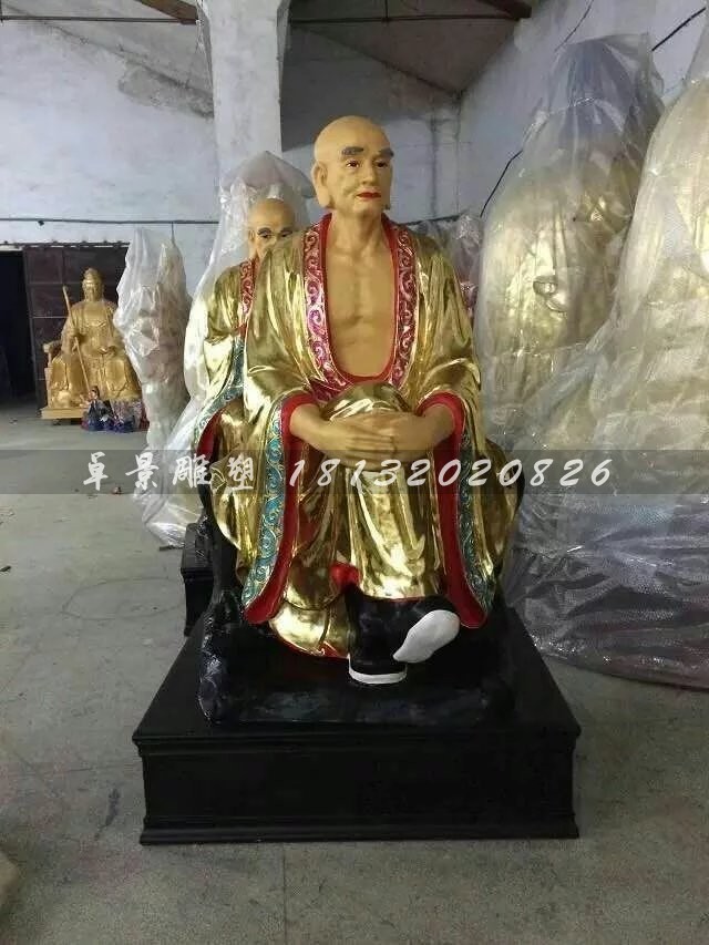 十八羅漢雕塑，玻璃鋼貼金佛像