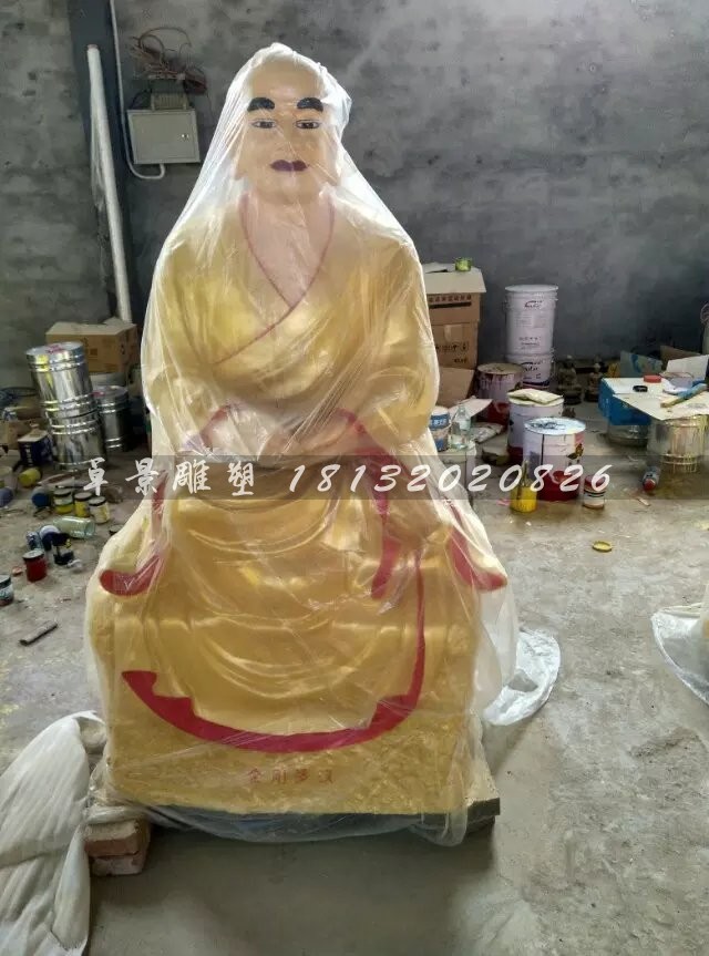 十八羅漢雕塑，玻璃鋼貼金佛像