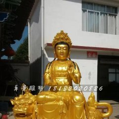 玻璃鋼文殊菩薩雕塑，鎏金佛像雕塑