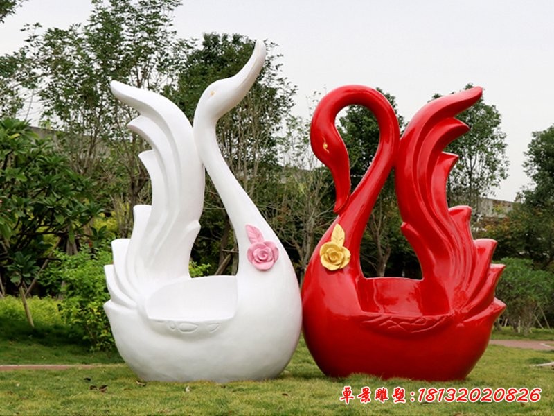 天鵝雕塑，公園玻璃鋼動(dòng)物雕塑