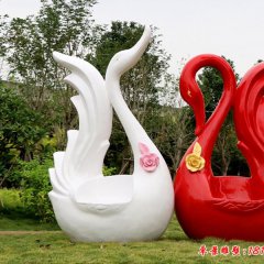 天鵝雕塑，公園玻璃鋼動物雕塑